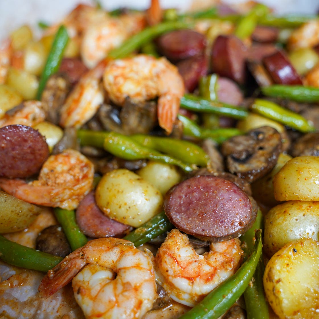 Sausage & Shrimp Sheet Pan