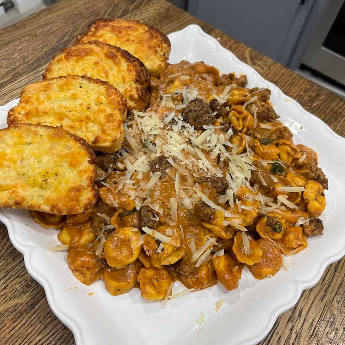 Creamy Sausage and Tortellini Skillet