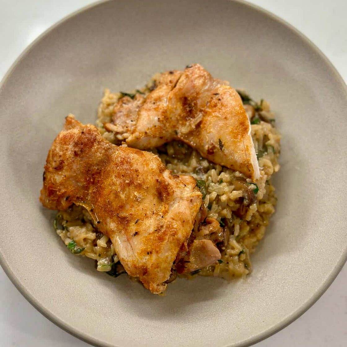One Pot Creamy Chicken and Mushroom Rice