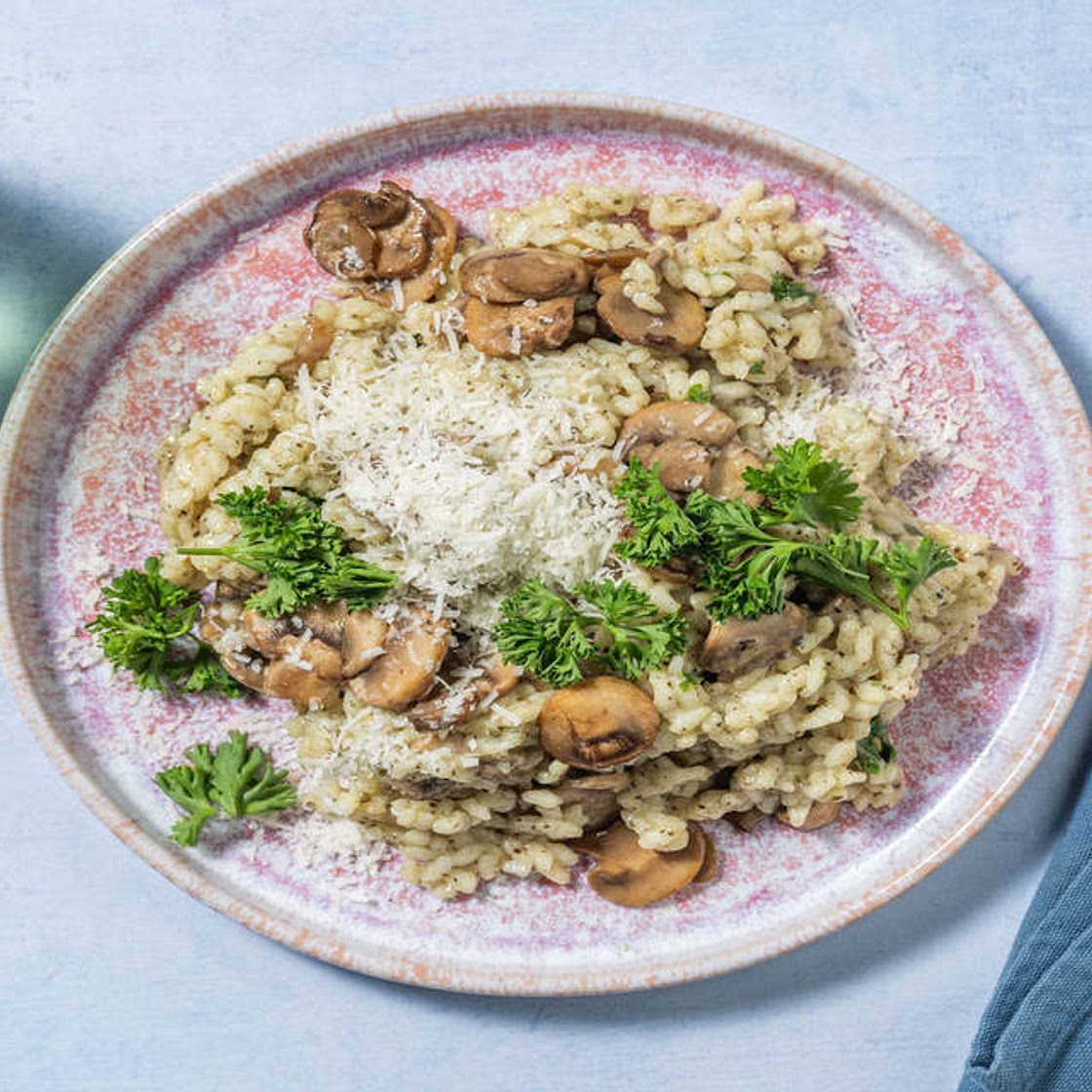 Risotto aux champignons saveur truffe avec du parmigiano reggiano AOP & du persil