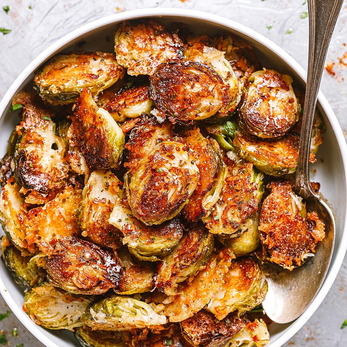 Garlic Parmesan Roasted Brussels Sprouts