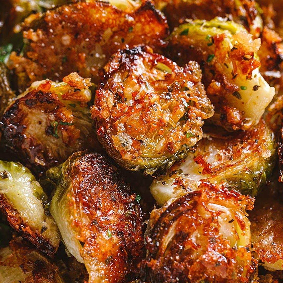 Garlic Parmesan Roasted Brussels Sprouts