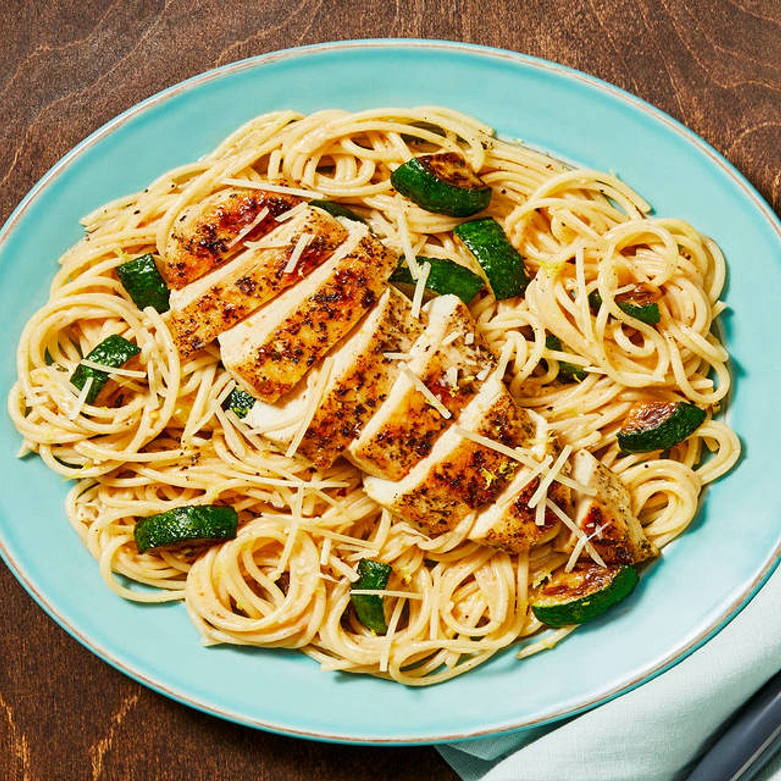 Italian Chicken over Lemony Spaghetti with Zucchini