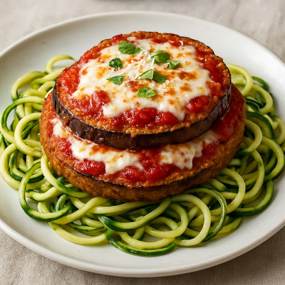 Eggplant Parmesan with Zucchini Noodles