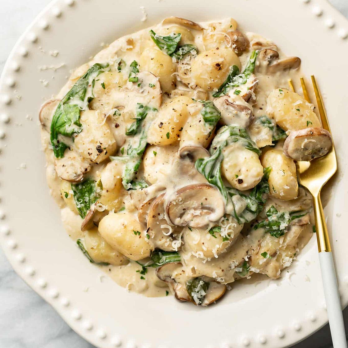 Creamy Mushroom and Spinach Gnocchi