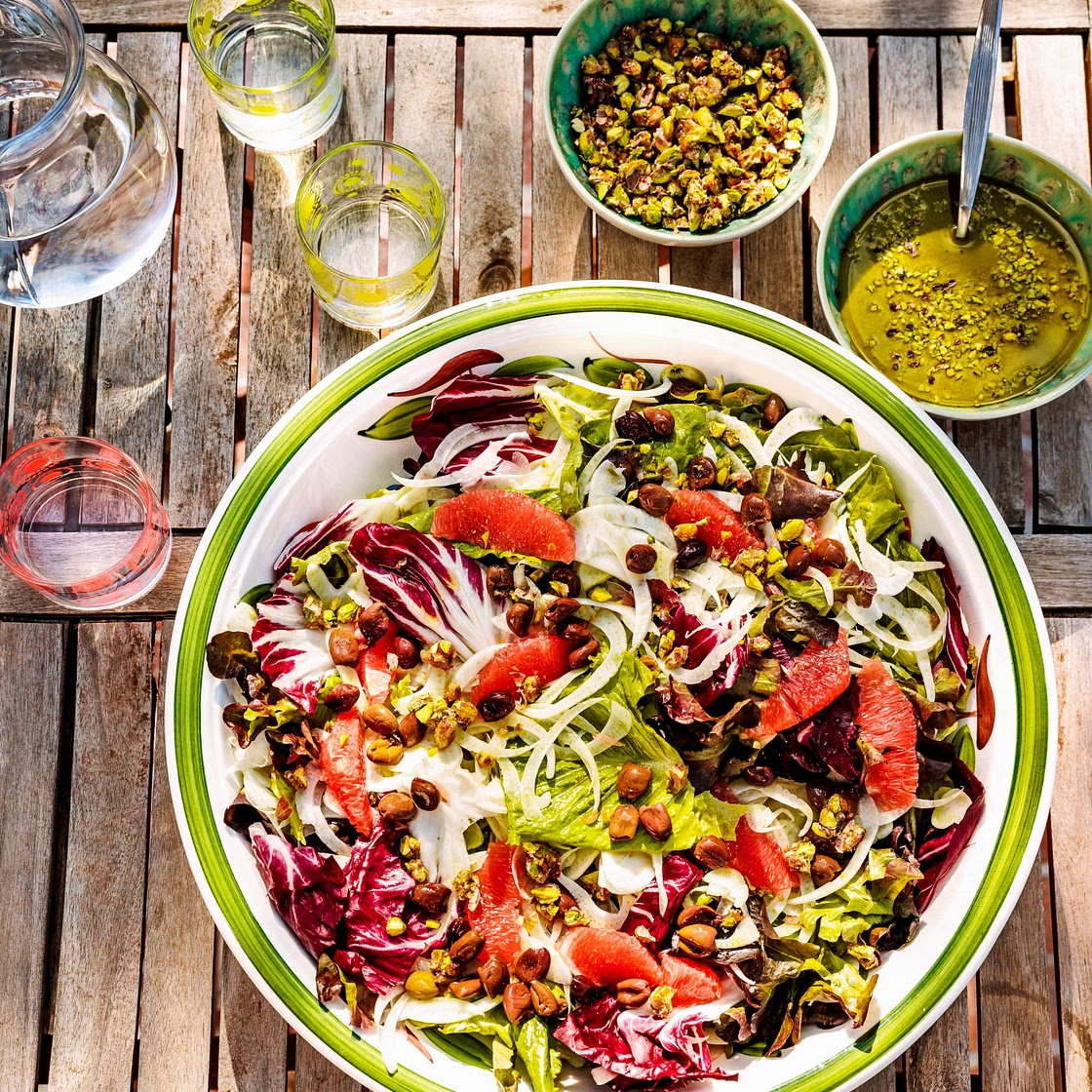 venkelsalade met krokante pistaches & pistachedressing