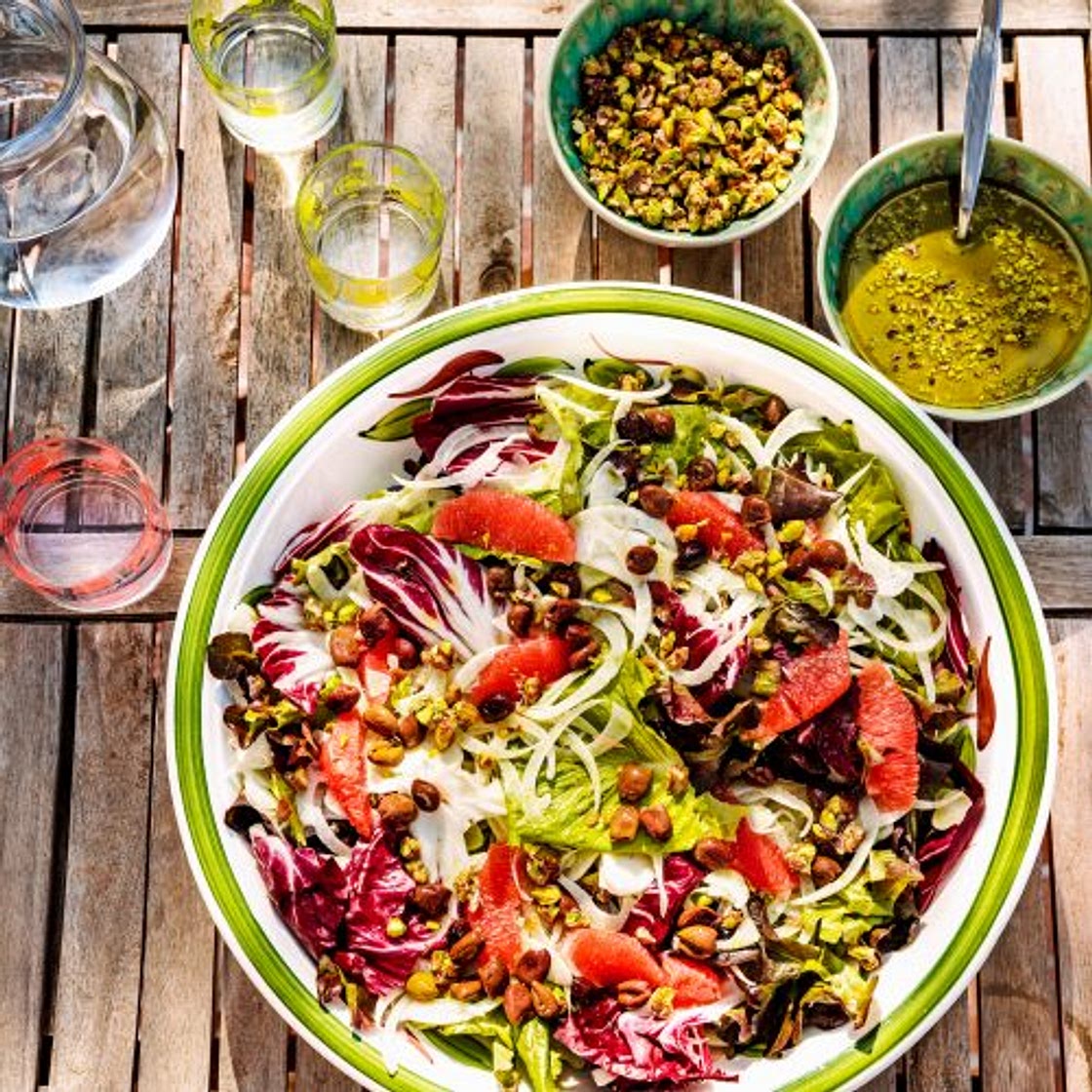 venkelsalade met krokante pistaches & pistachedressing