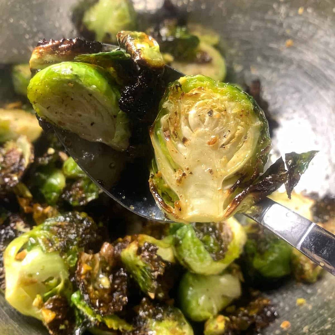 Air Fryer Pistachio Honey Brussels Sprouts