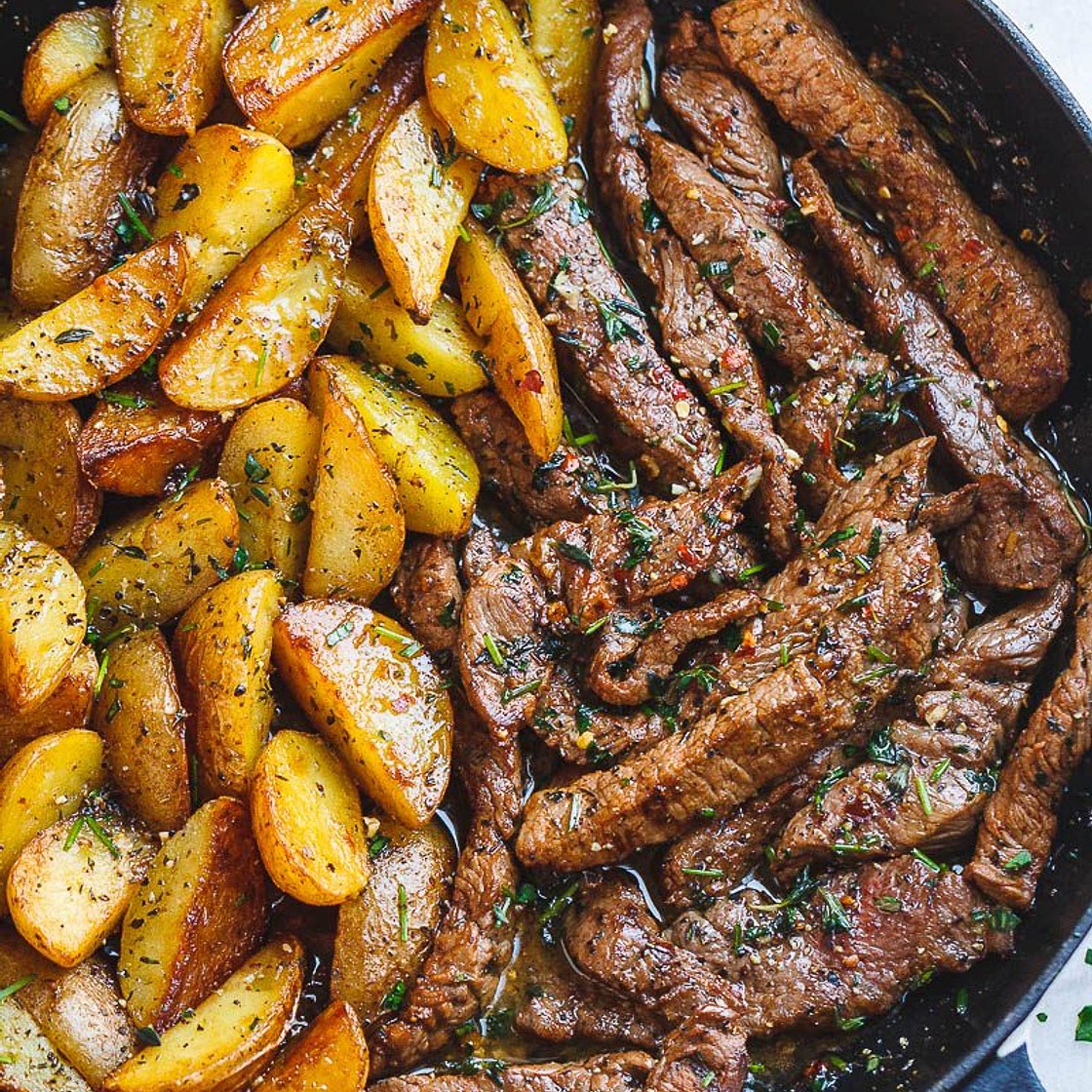 Garlic Butter Steak and Potatoes Skillet