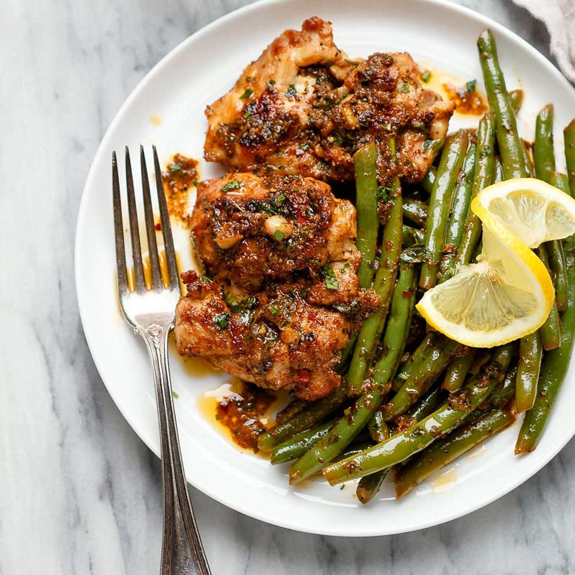 Lemon Garlic Butter Chicken and Green Beans Skillet