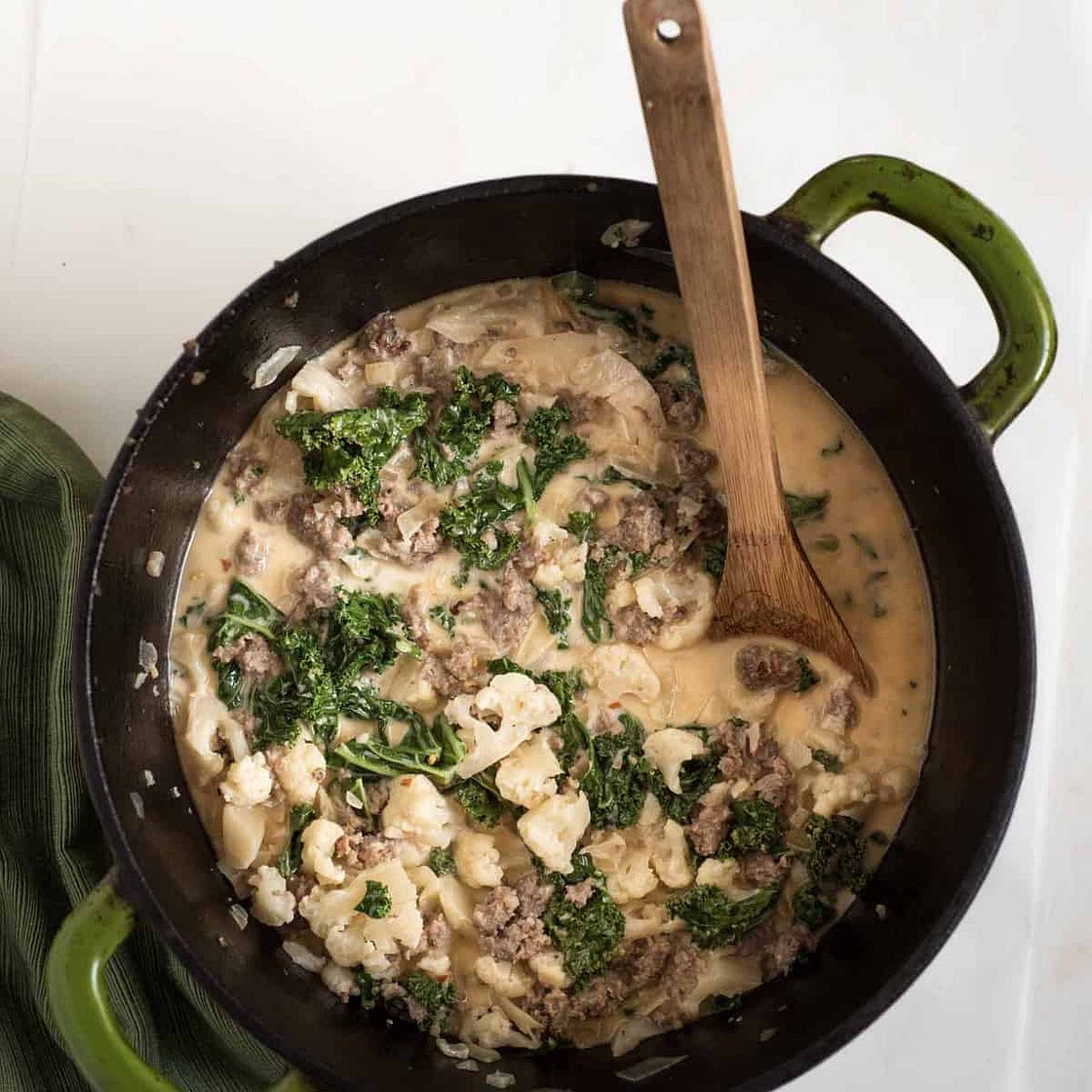 Healthy Cauliflower Sausage and Kale Soup
