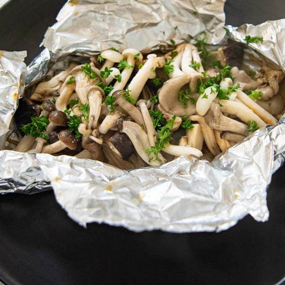 Miso Butter Asian Mushrooms in Foil