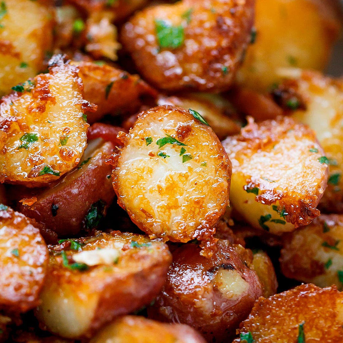 Roasted Garlic Butter Parmesan Potatoes