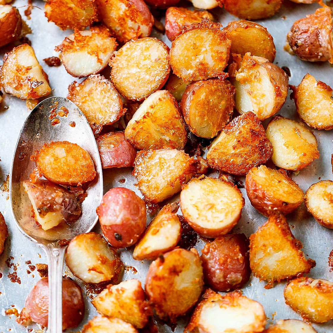 Roasted Garlic Butter Parmesan Potatoes