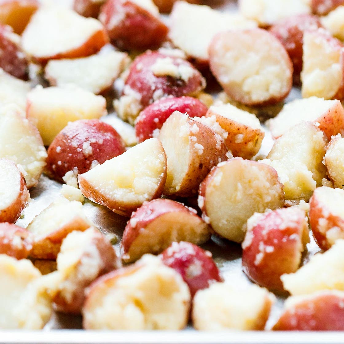 Roasted Garlic Butter Parmesan Potatoes