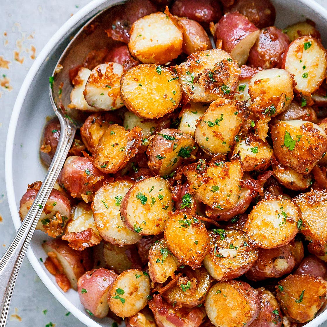 Roasted Garlic Butter Parmesan Potatoes