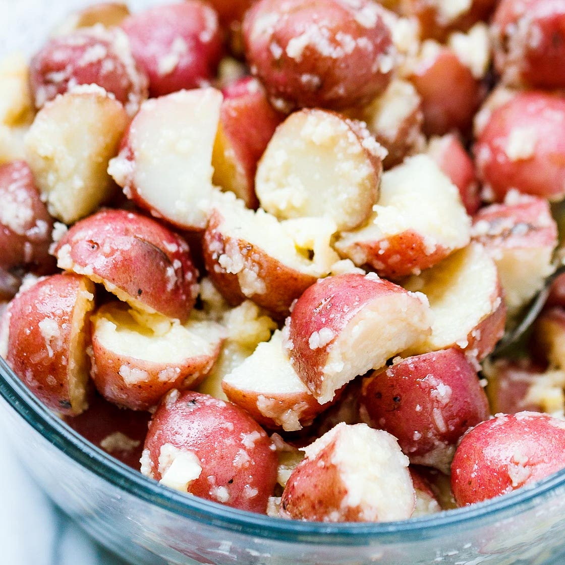 Roasted Garlic Butter Parmesan Potatoes