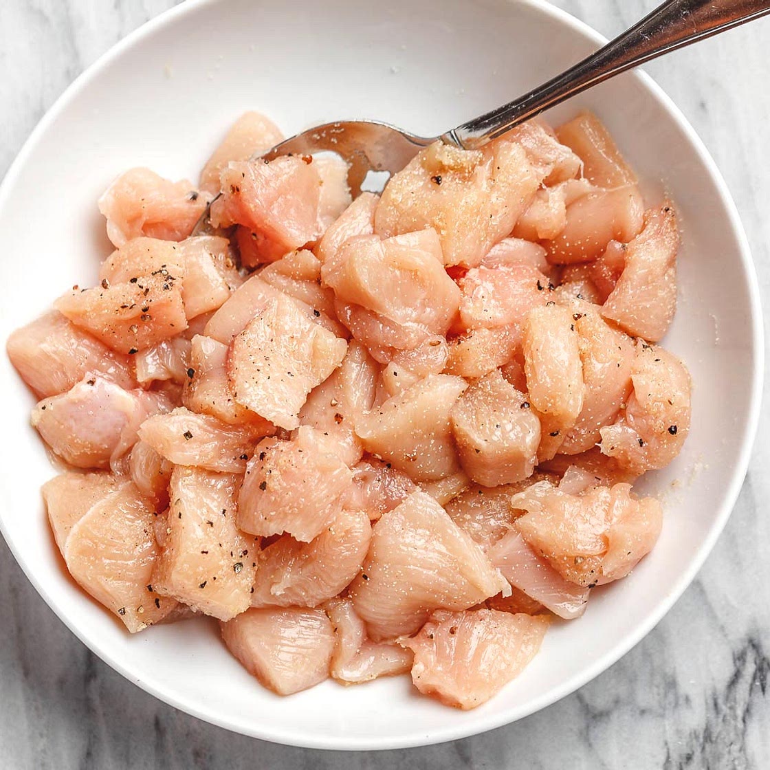 Garlic Butter Chicken Bites with Lemon Asparagus