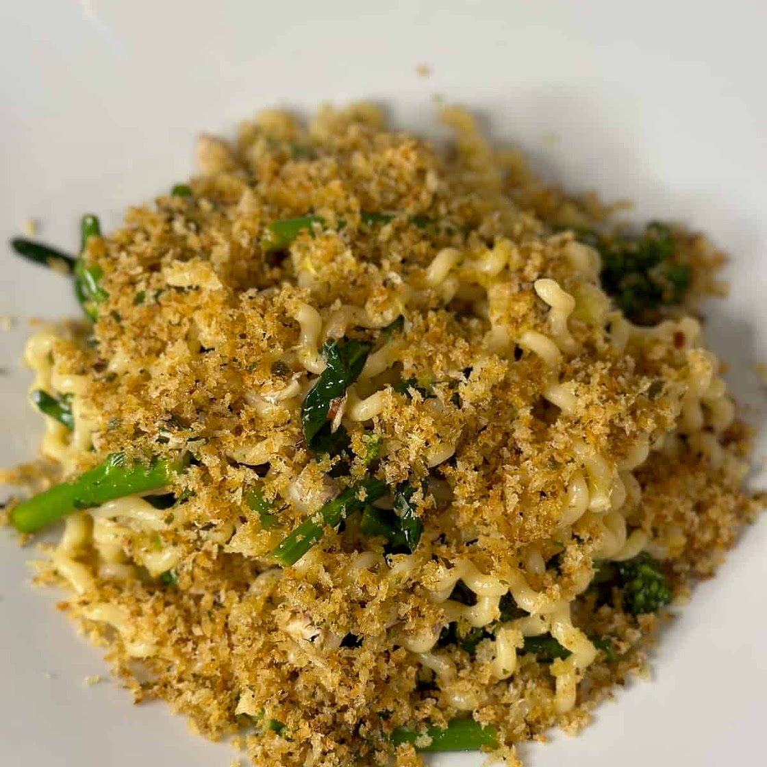 Tinned Fish Pasta with Lemon Garlicky Breadcrumbs