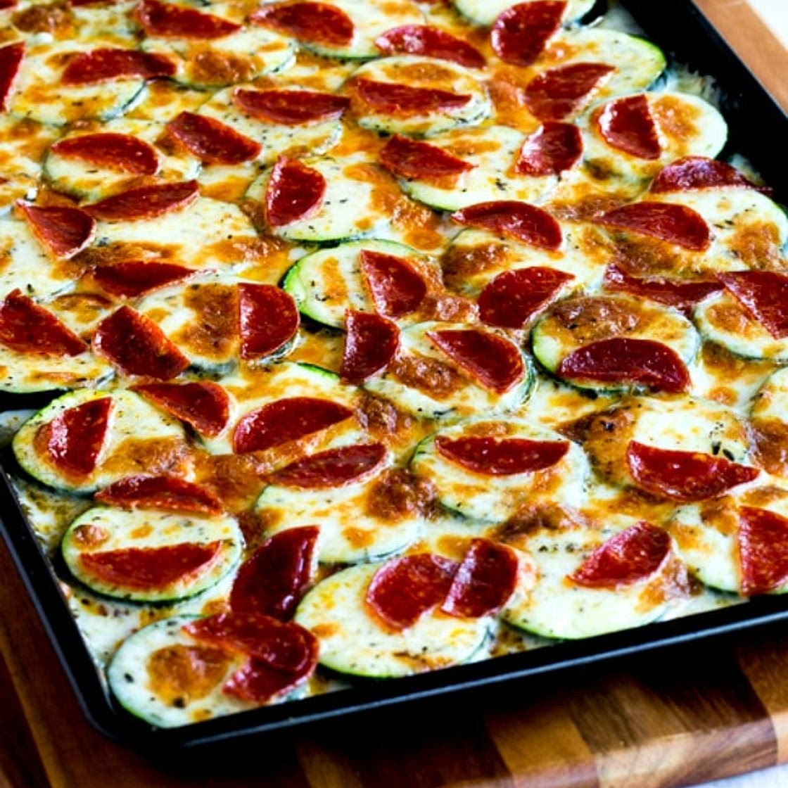Broiled Zucchini with Mozzarella and Pepperoni