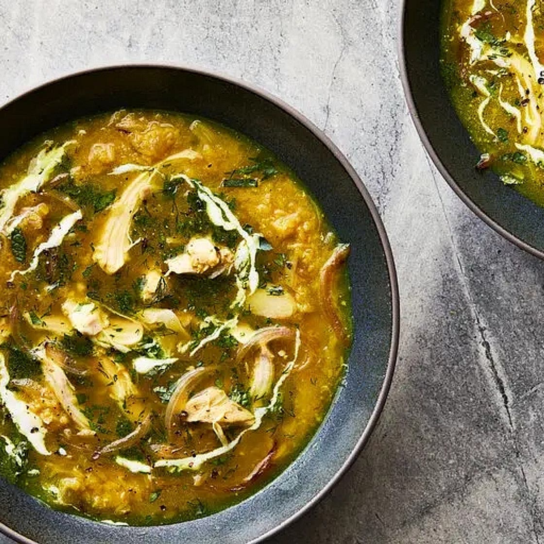 Chicken and Red Lentil Soup With Lemony Yogurt