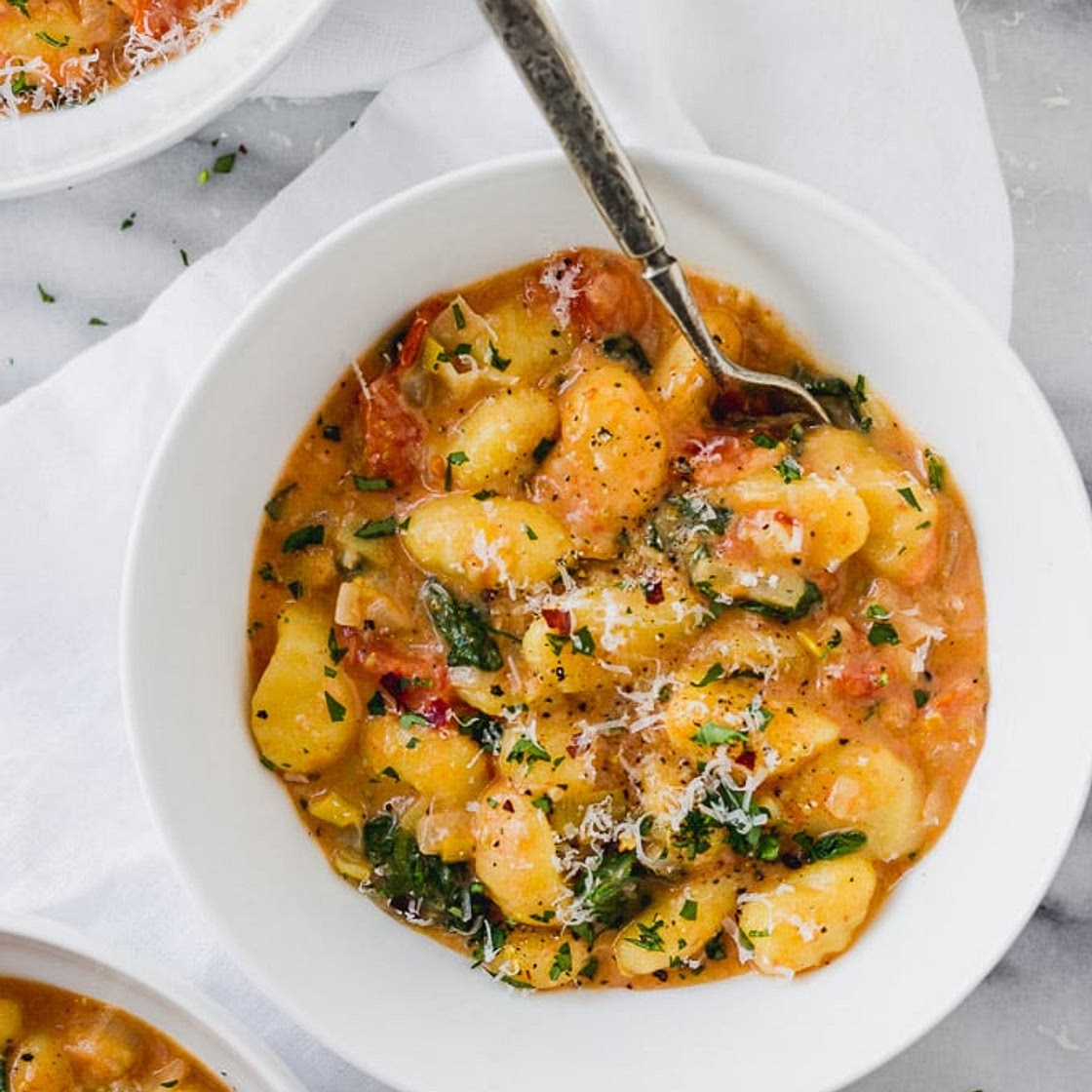 One Pot Creamy Tomato Spinach Gnocchi