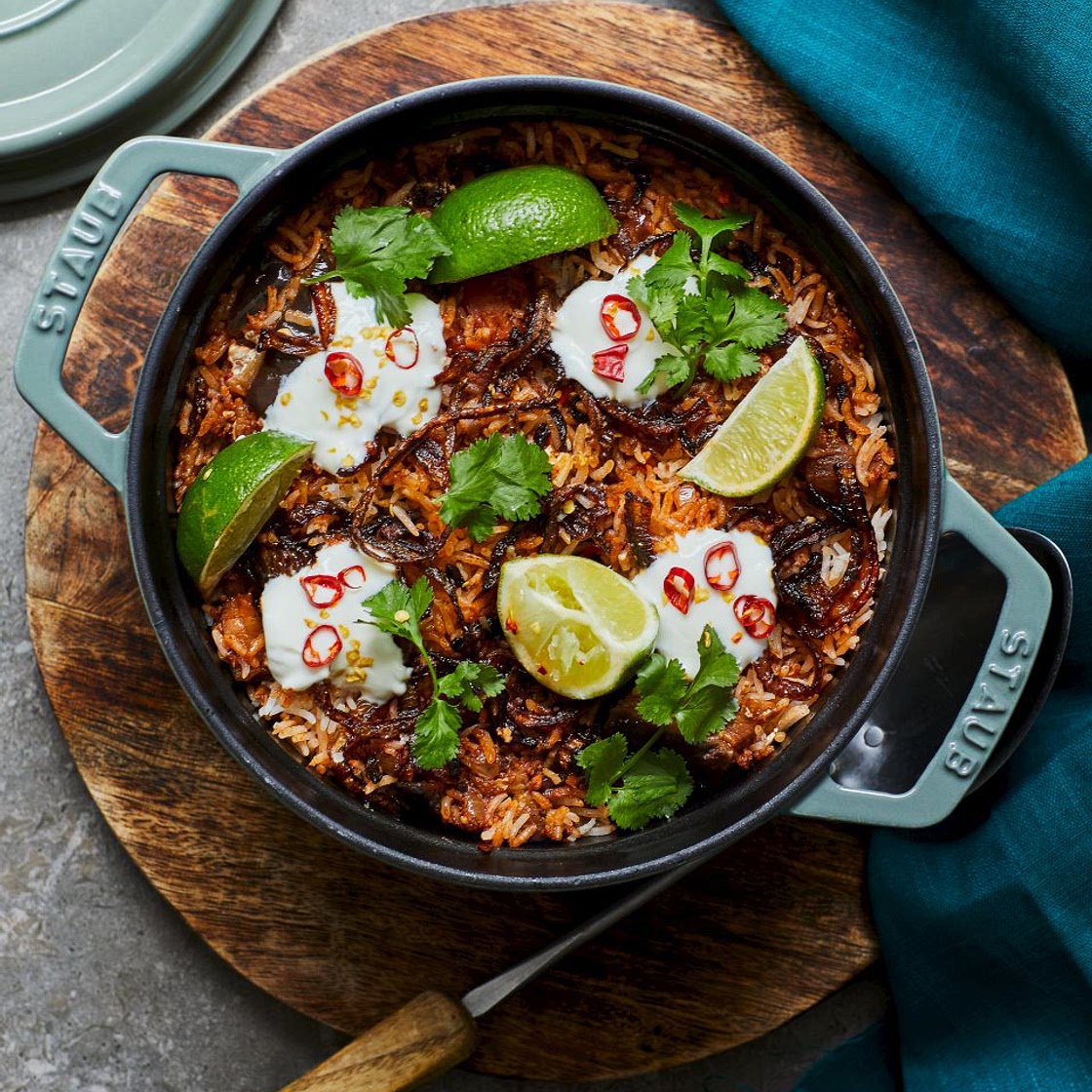 Vegan aubergine biryani