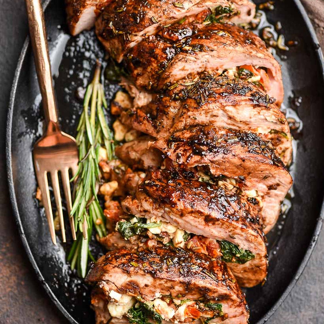 Stuffed Pork Tenderloin with Spinach and Feta