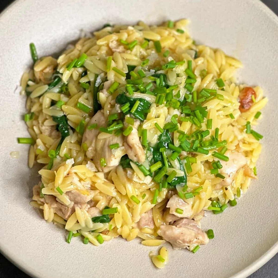 One Pan Chive and Onion Chicken Orzo