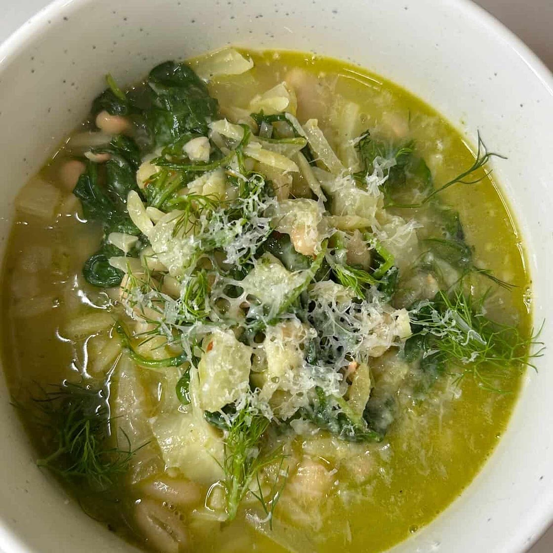 Pesto Orzo White Bean Soup