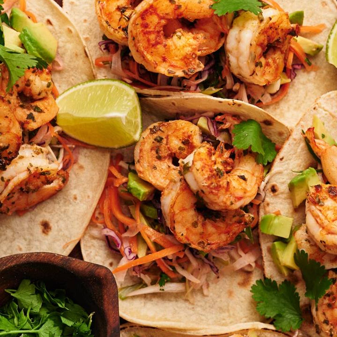 Shrimp Tacos with Cilantro Slaw