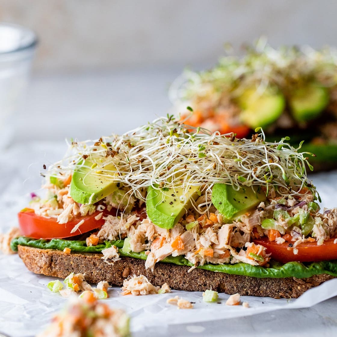 Open Faced Tuna Sandwich with Avocado