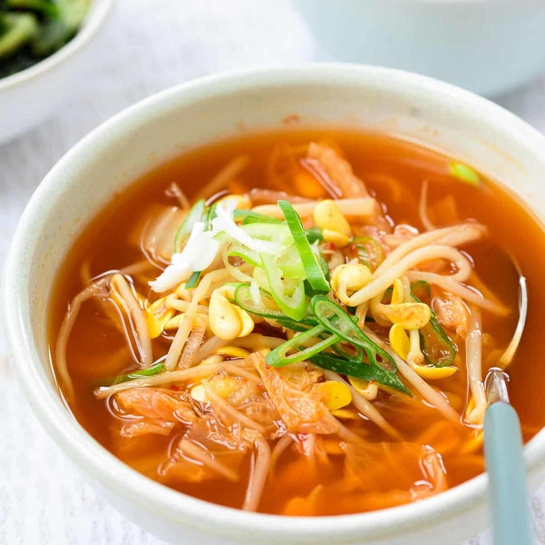 Kimchi Kongnamul Guk (Soybean Sprout Soup with Kimchi)