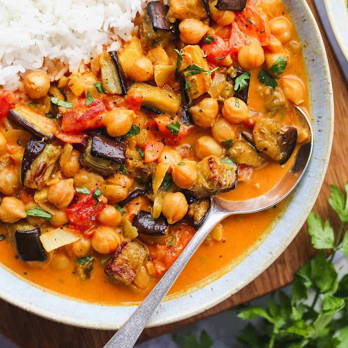 Aubergine and Chickpea Curry