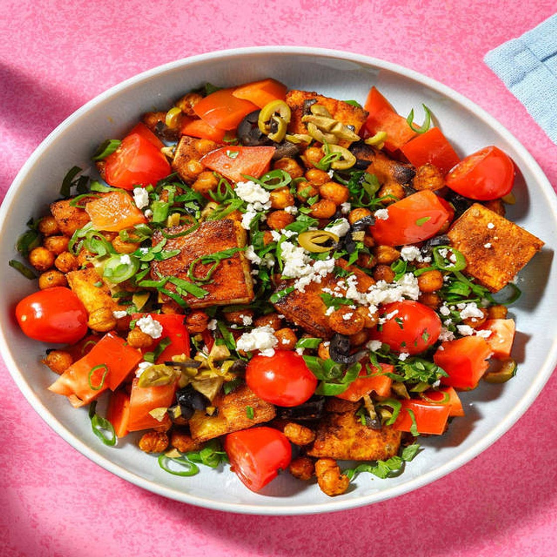 Fattoush-Inspired Salad with Spiced Flatbreads and Feta Cheese