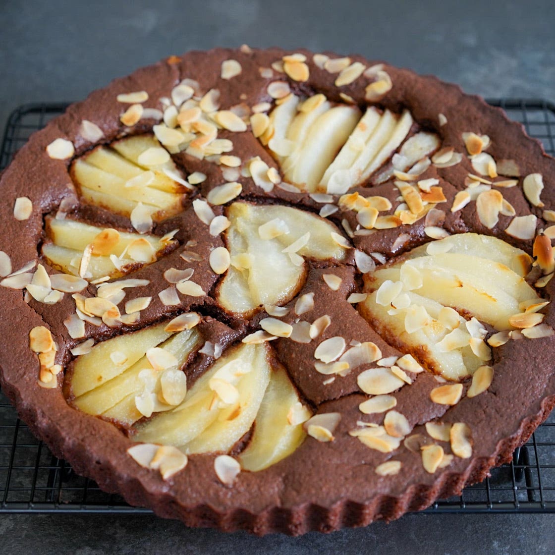 Recette gâteau poires chocolat amande sans beurre et peu sucré