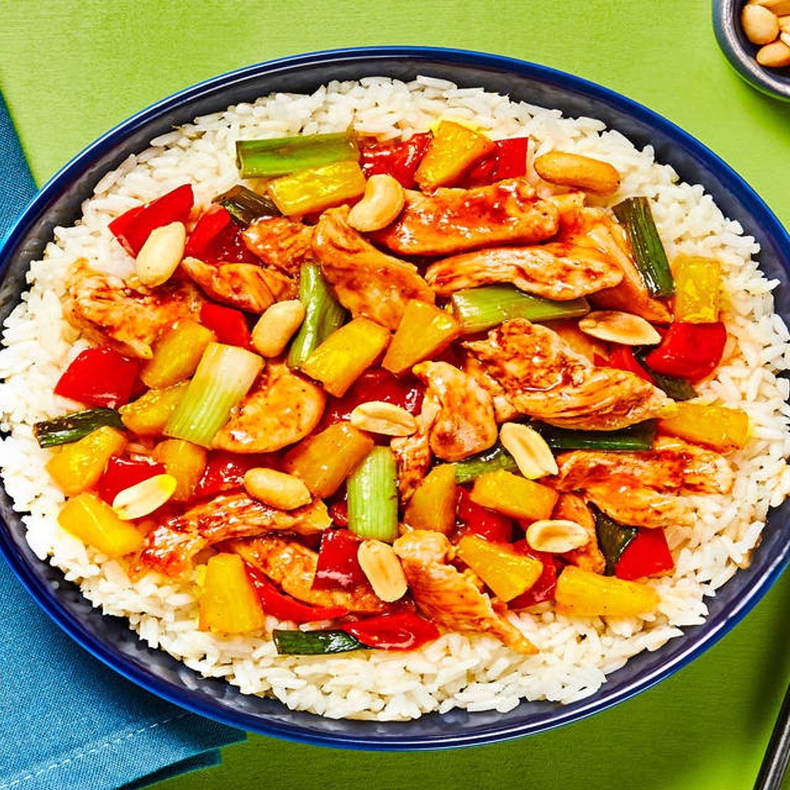 Szechuan Chicken & Pineapple Stir-Fry with Ginger, Bell Pepper & Peanuts