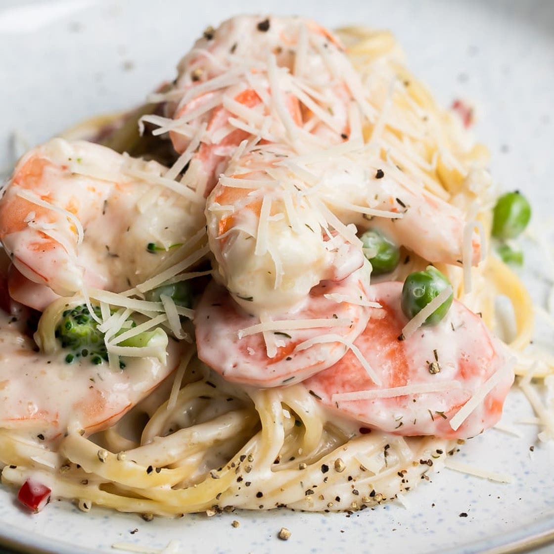 One Pot Shrimp Pasta Primavera