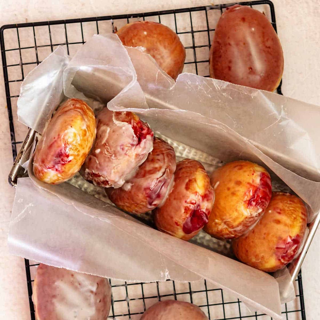 Glazed Raspberry Jelly Donuts
