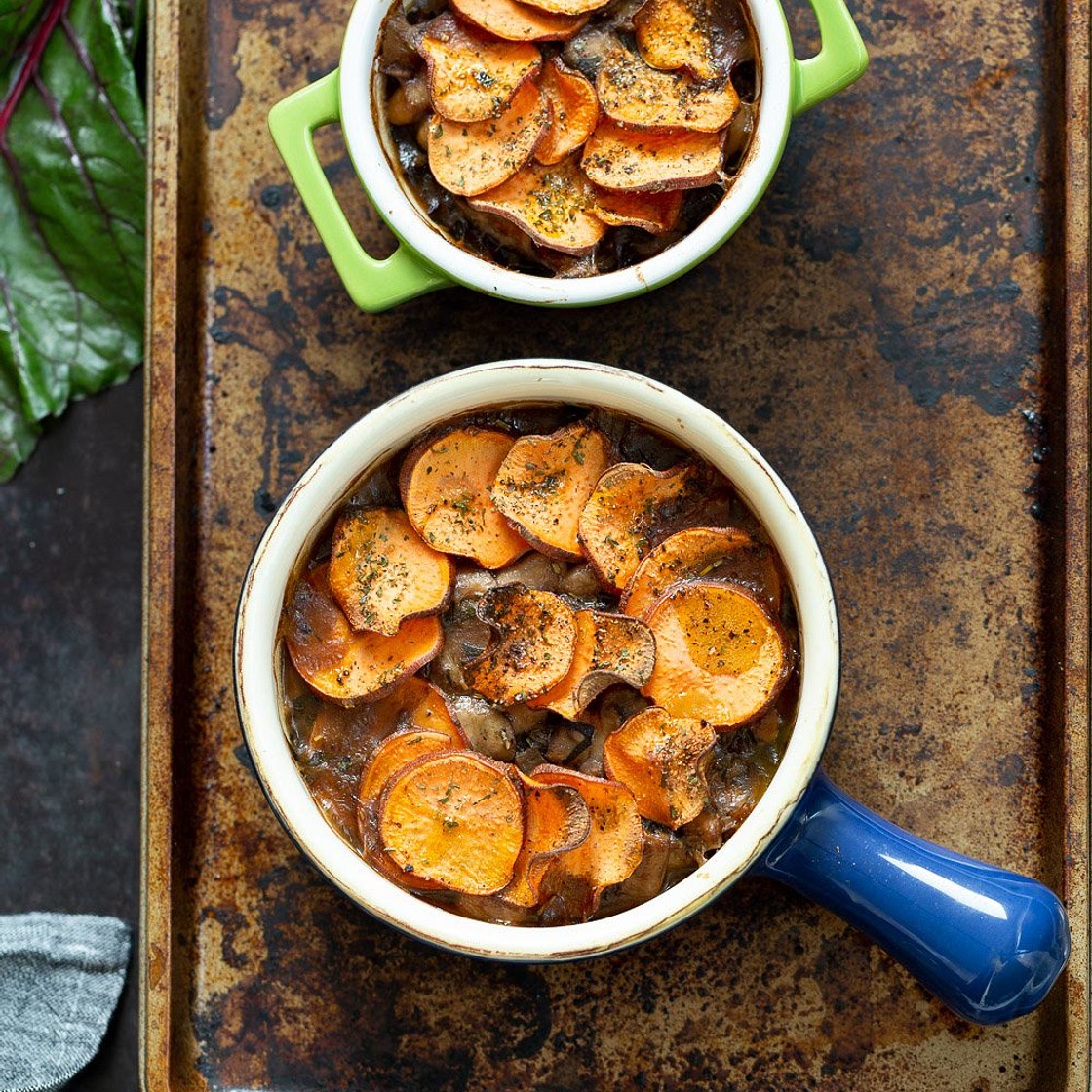 Vegan Mushroom Pot Pie with Sweet Potato Crust