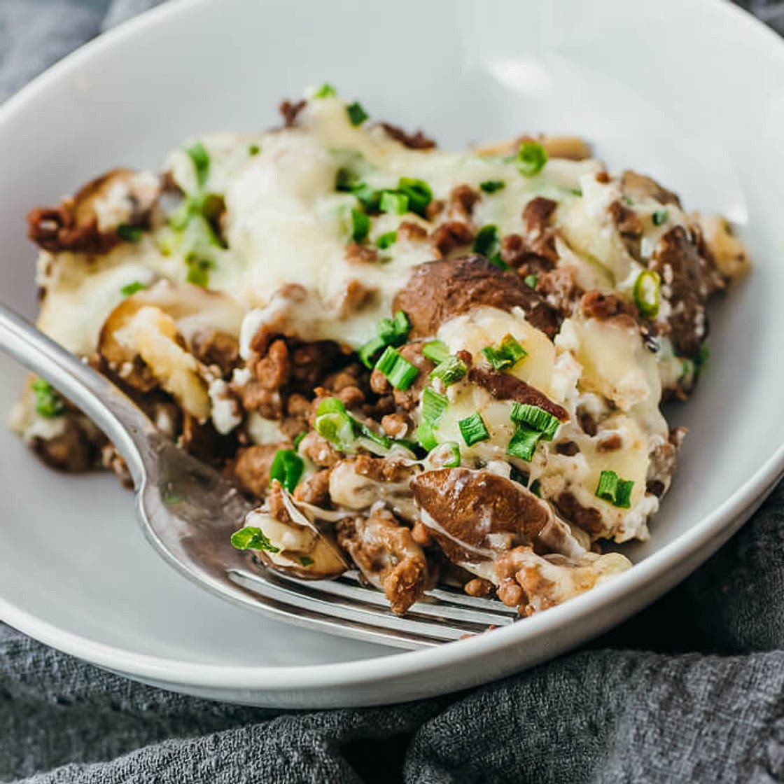 Mushroom Cheeseburger Casserole