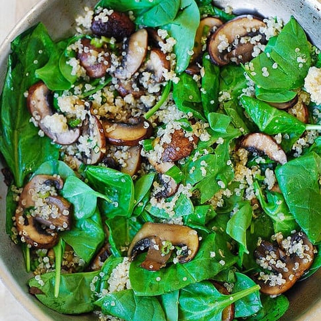 Spinach and mushroom quinoa