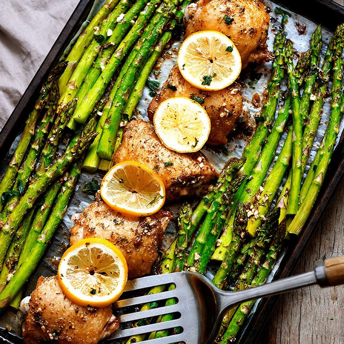 Sheet Pan Garlic Butter Chicken and Asparagus