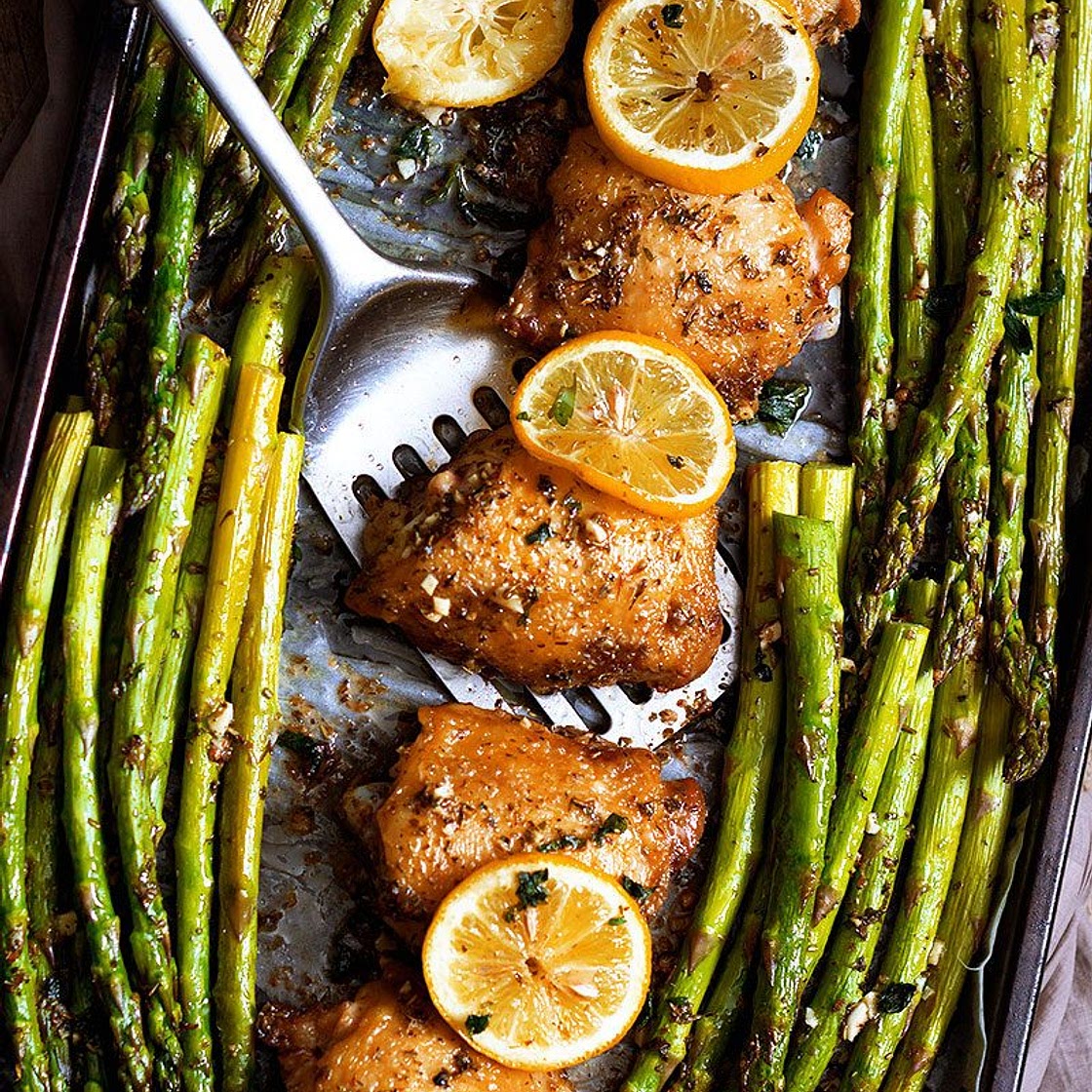 Sheet Pan Garlic Butter Chicken and Asparagus