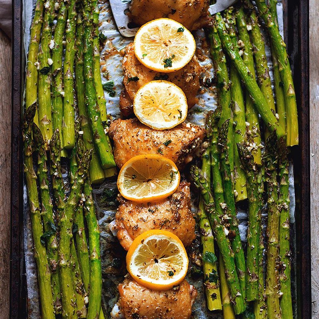Sheet Pan Garlic Butter Chicken and Asparagus