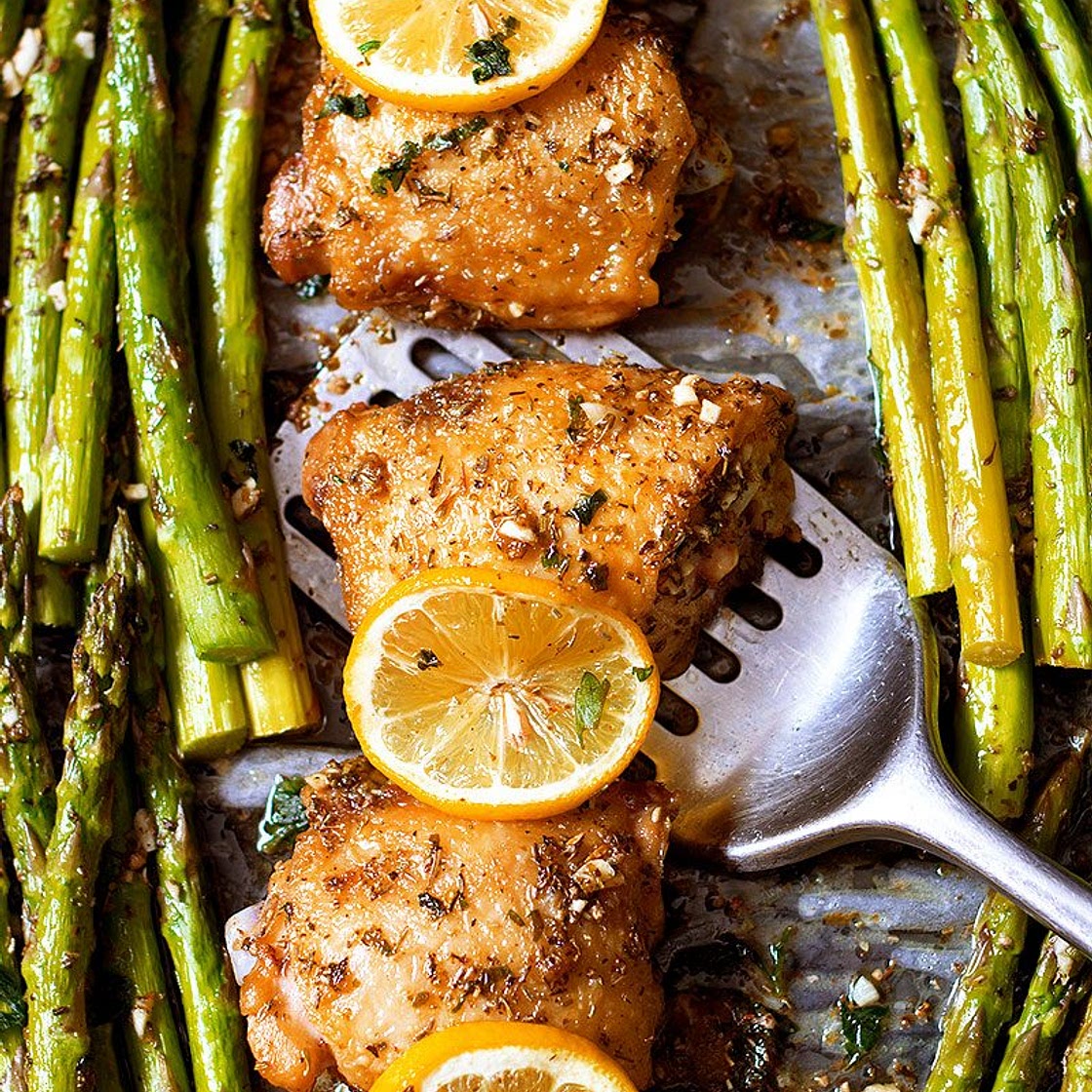 Sheet Pan Garlic Butter Chicken and Asparagus