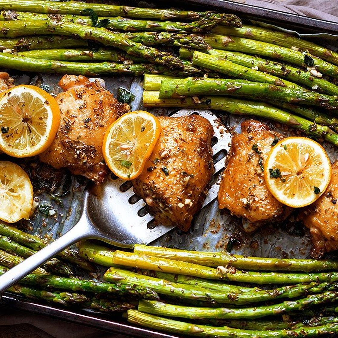 Sheet Pan Garlic Butter Chicken and Asparagus
