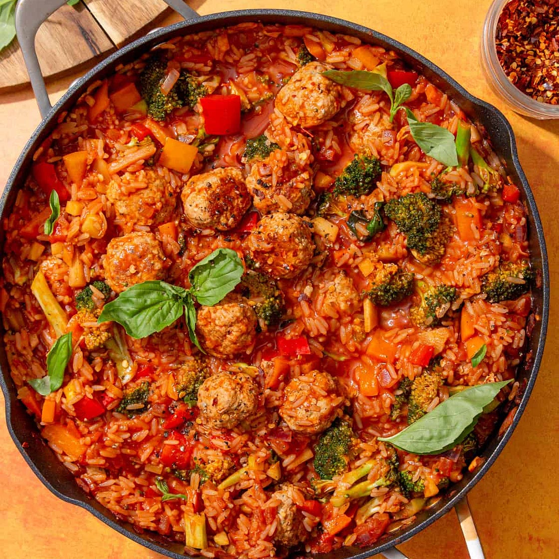 One Pot Meatballs and Rice