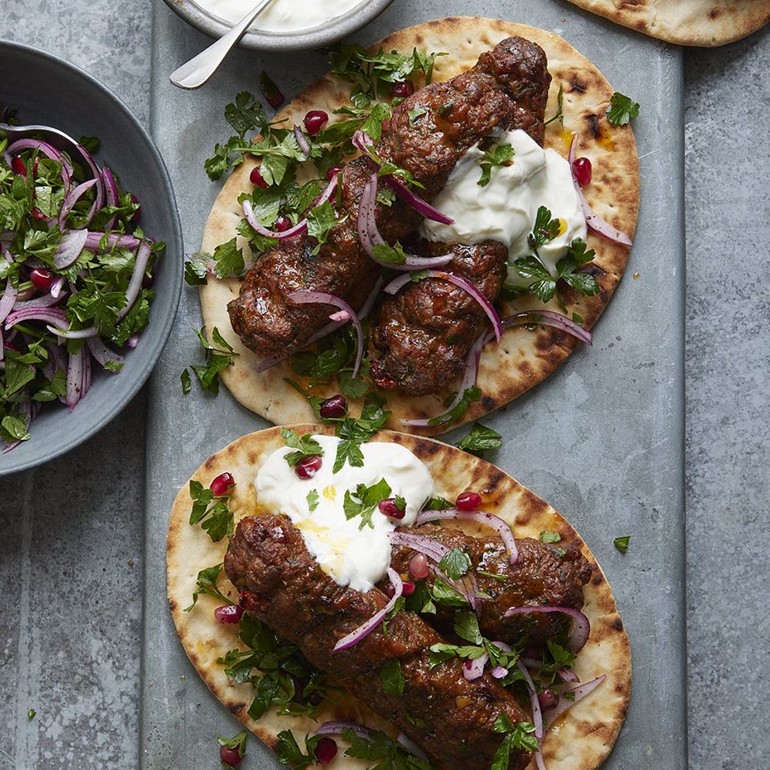 Spiced lamb and barberry kababs