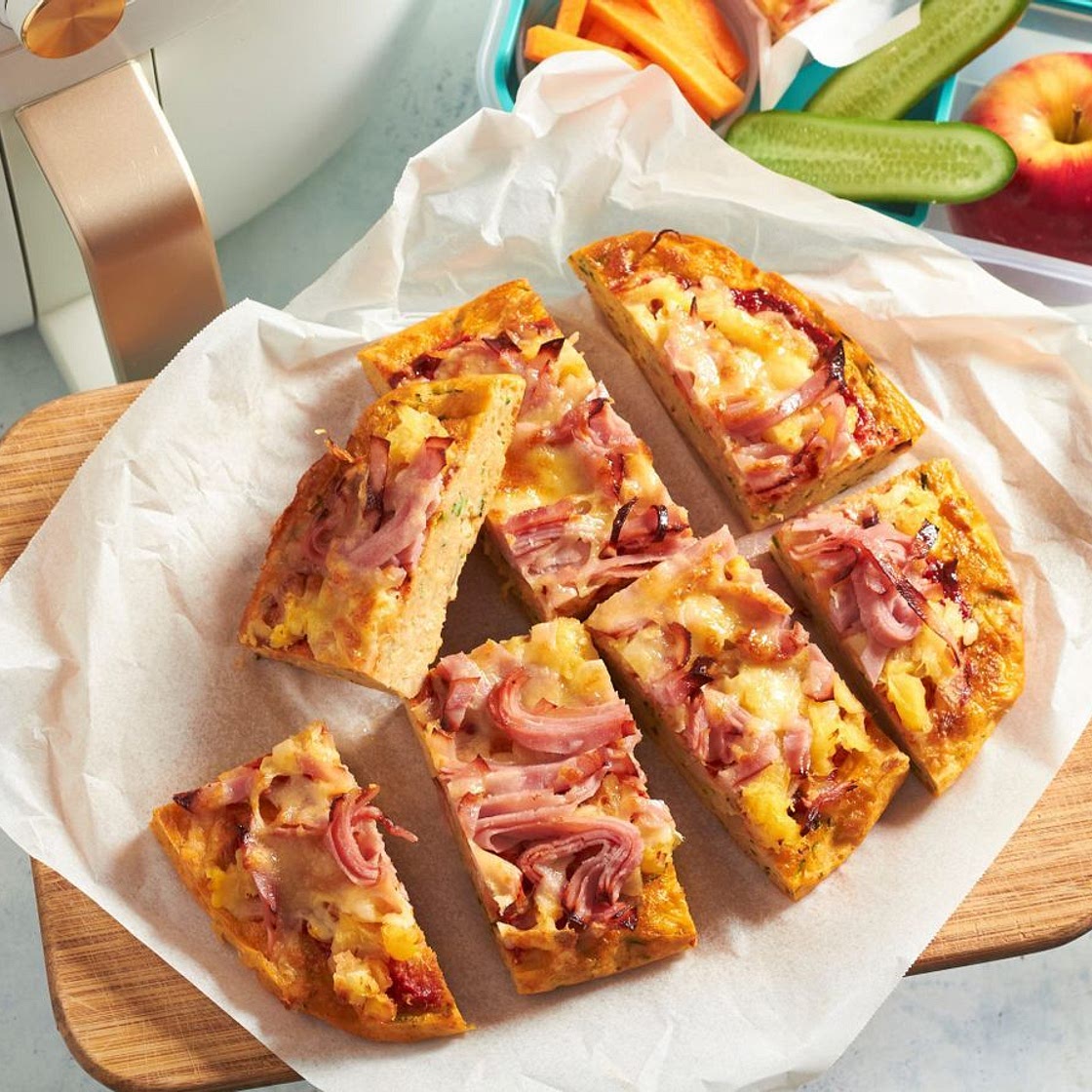 Air fryer Hawaiian pizza zucchini slice recipe